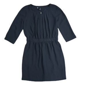 Mango Suit Black Mini Zip Pleat Dress XS